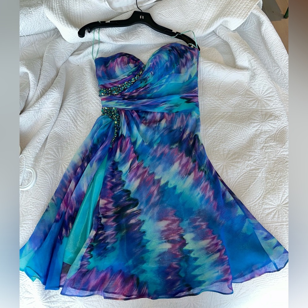 La Femme Silk Rhinestone Dress 💙💜